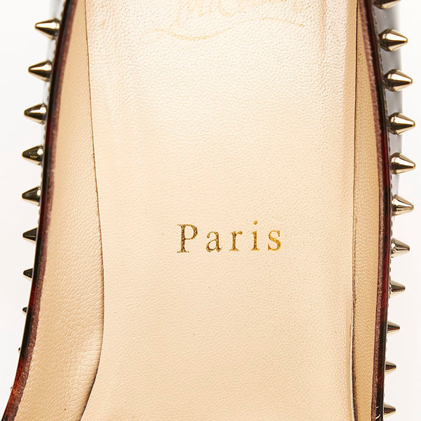 クリスチャンルブタン レオパード スタッズ  ブラウン パテントレザー パンプス レディース Christian Louboutin 【中古】