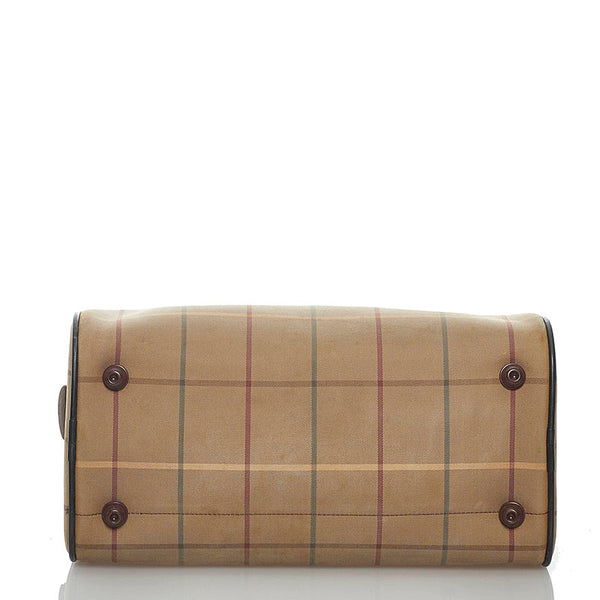 バーバリー ハンドバッグ ミニボストン カーキ キャンバス レザー レディース BURBERRY 【中古】