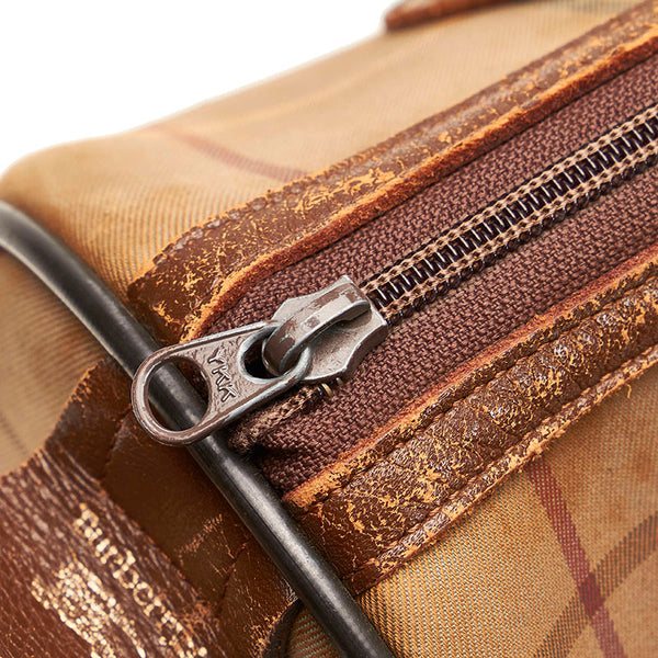バーバリー ハンドバッグ ミニボストン カーキ キャンバス レザー レディース BURBERRY 【中古】