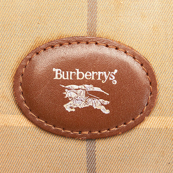 バーバリー ハンドバッグ ミニボストン カーキ キャンバス レザー レディース BURBERRY 【中古】