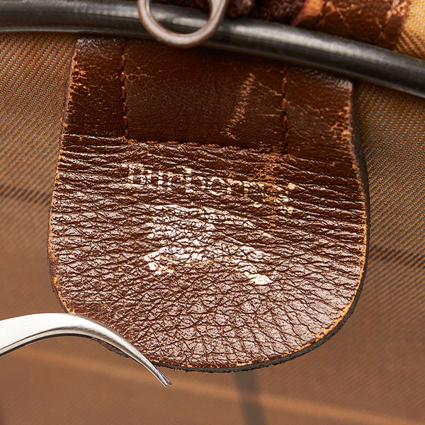 バーバリー ハンドバッグ ミニボストン カーキ キャンバス レザー レディース BURBERRY 【中古】
