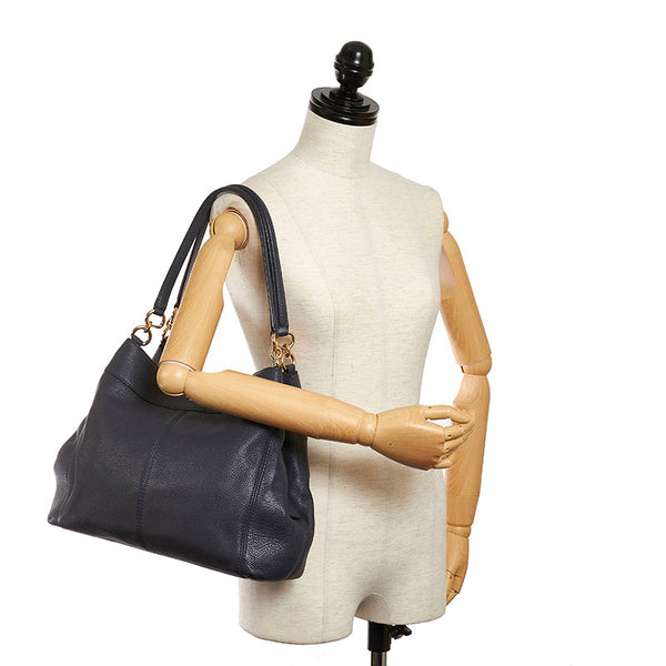 コーチ F57545 ネイビー レザー トートバッグ レディース COACH 【中古】