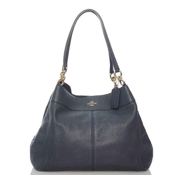 コーチ F57545 ネイビー レザー トートバッグ レディース COACH 【中古】