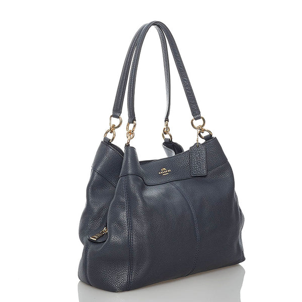 コーチ F57545 ネイビー レザー トートバッグ レディース COACH 【中古】