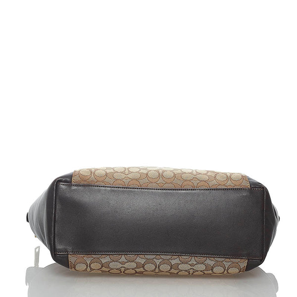 コーチ シグネチャー F54797 ベージュ ブラウン キャンバス レザー トートバッグ レディース COACH 【中古】