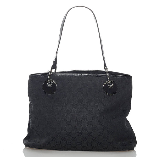 グッチ GGキャンバス 120837 ブラック キャンバス レザー トートバッグ レディース GUCCI 【中古】