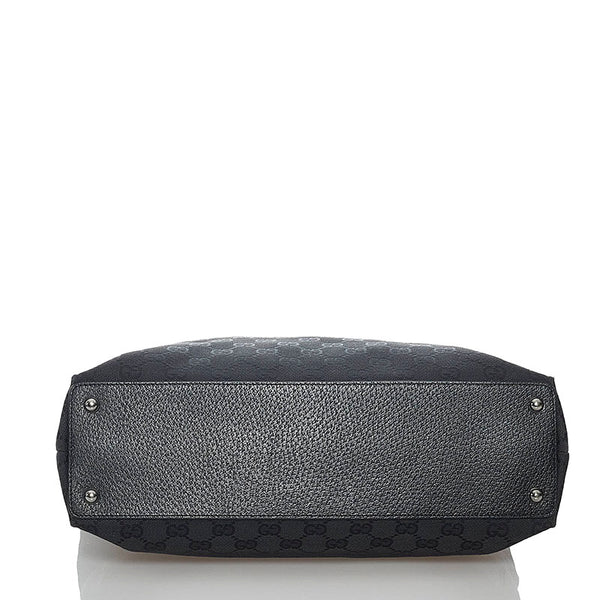 グッチ GGキャンバス 120837 ブラック キャンバス レザー トートバッグ レディース GUCCI 【中古】