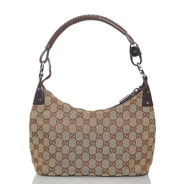 グッチ GGキャンバス 115002 ベージュ ブラウン キャンバス レザー ワンショルダー レディース GUCCI 【中古】