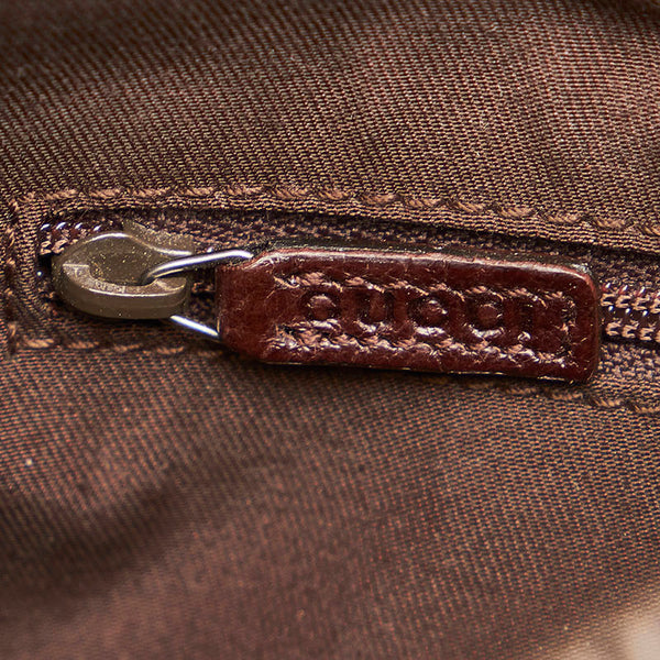 グッチ GGキャンバス 115002 ベージュ ブラウン キャンバス レザー ワンショルダー レディース GUCCI 【中古】