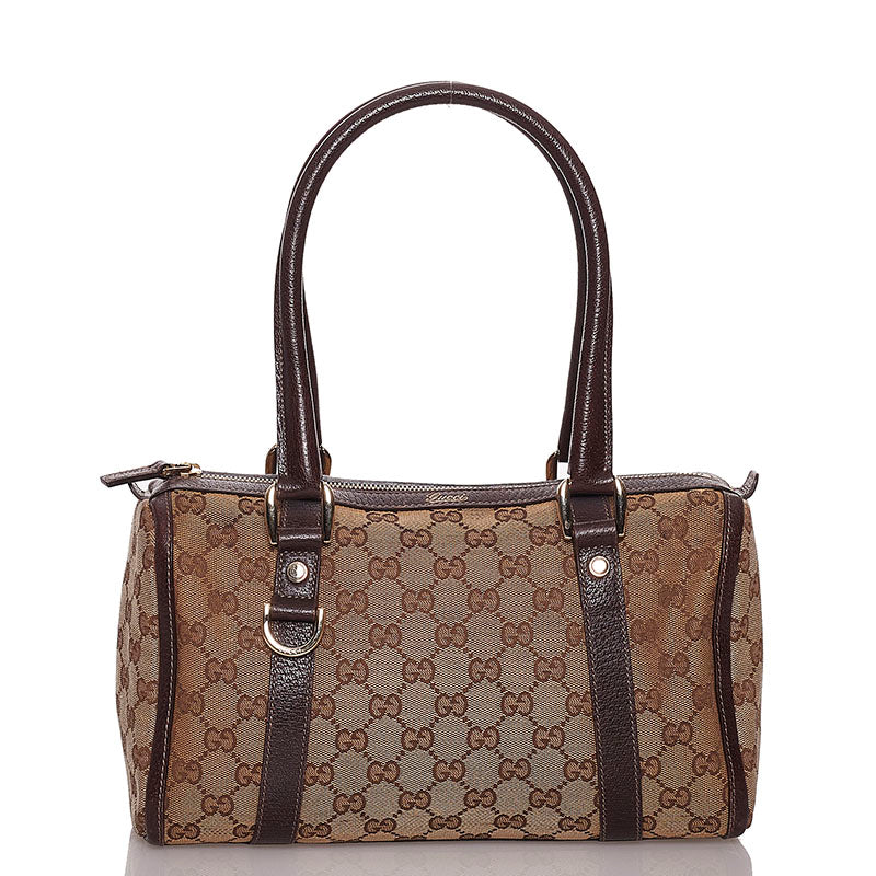 グッチ GGキャンバス アビー ハンドバッグ ミニボストン 130942 ベージュ キャンバス レザー レディース GUCCI 【中古】