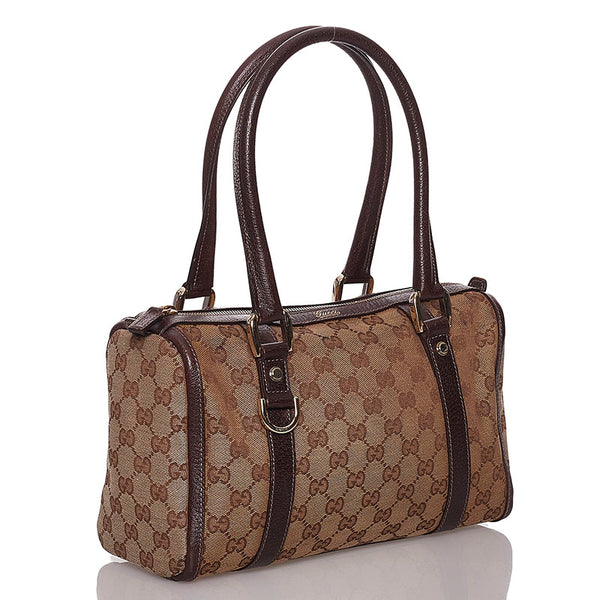 グッチ GGキャンバス アビー ハンドバッグ ミニボストン 130942 ベージュ キャンバス レザー レディース GUCCI 【中古】