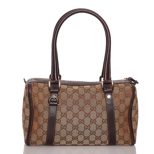 グッチ GGキャンバス アビー ハンドバッグ ミニボストン 130942 ベージュ キャンバス レザー レディース GUCCI 【中古】