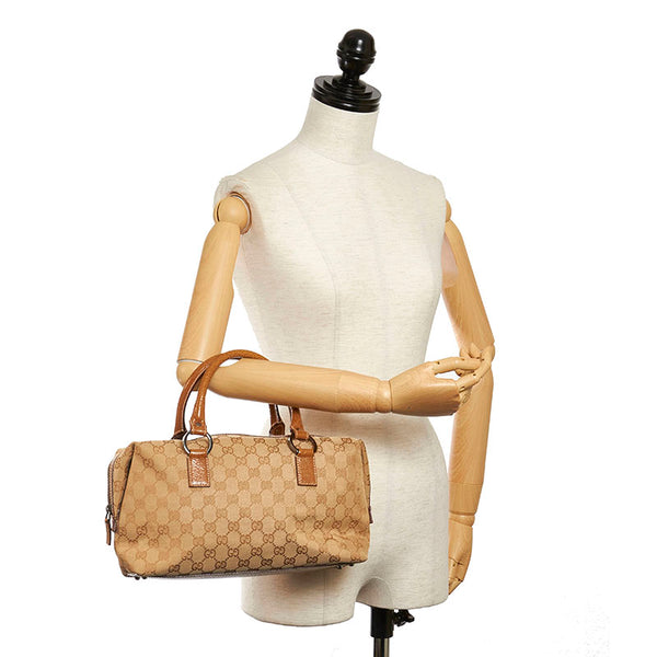 グッチ GGキャンバス 113009 ベージュ キャンバス レザー ハンドバッグ ミニボストン レディース GUCCI 【中古】
