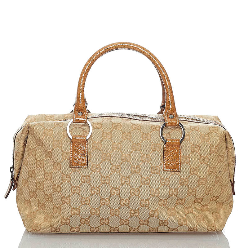 グッチ GGキャンバス 113009 ベージュ キャンバス レザー ハンドバッグ ミニボストン レディース GUCCI 【中古】