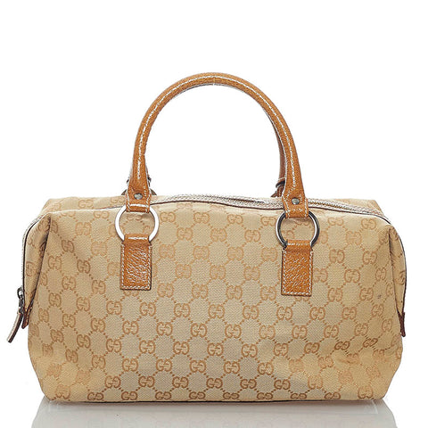 グッチ GGキャンバス 113009 ベージュ キャンバス レザー ハンドバッグ ミニボストン レディース GUCCI 【中古】