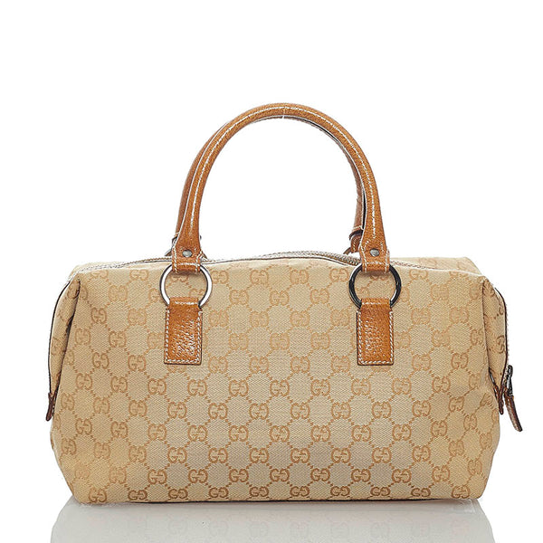 グッチ GGキャンバス 113009 ベージュ キャンバス レザー ハンドバッグ ミニボストン レディース GUCCI 【中古】