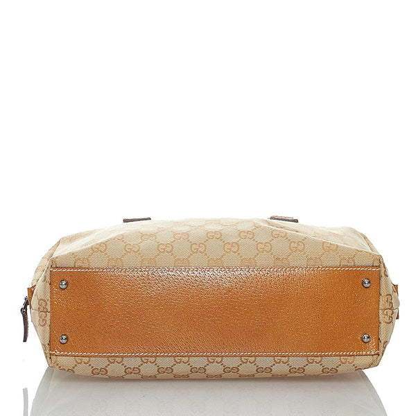 グッチ GGキャンバス 113009 ベージュ キャンバス レザー ハンドバッグ ミニボストン レディース GUCCI 【中古】