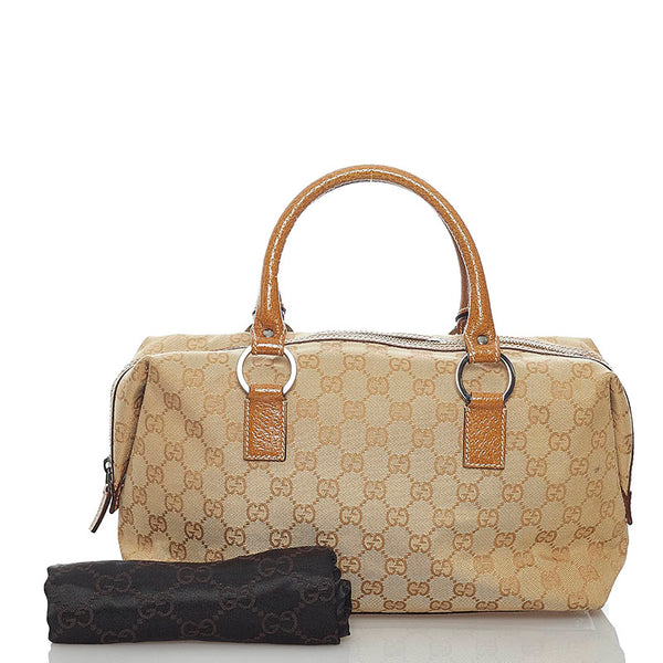 グッチ GGキャンバス 113009 ベージュ キャンバス レザー ハンドバッグ ミニボストン レディース GUCCI 【中古】