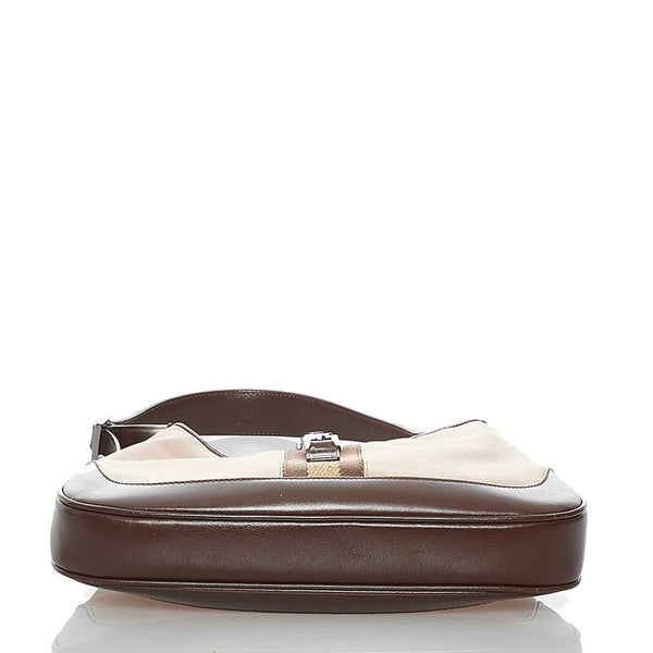 グッチ ジャッキー 001 3735 ピンクベージュ ブラウン キャンバス レザー ワンショルダー レディース GUCCI 【中古】