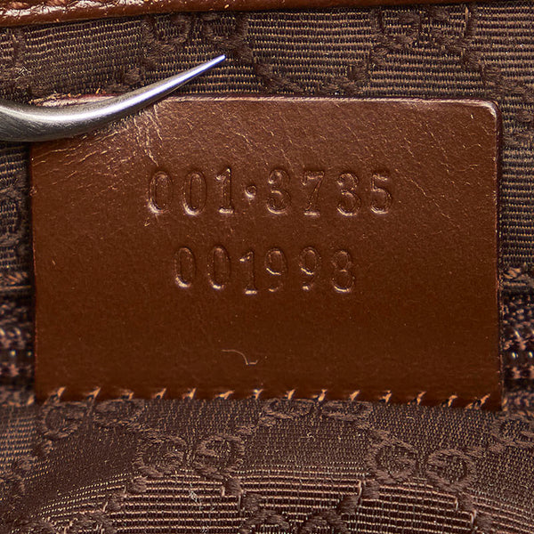 グッチ ジャッキー 001 3735 ピンクベージュ ブラウン キャンバス レザー ワンショルダー レディース GUCCI 【中古】