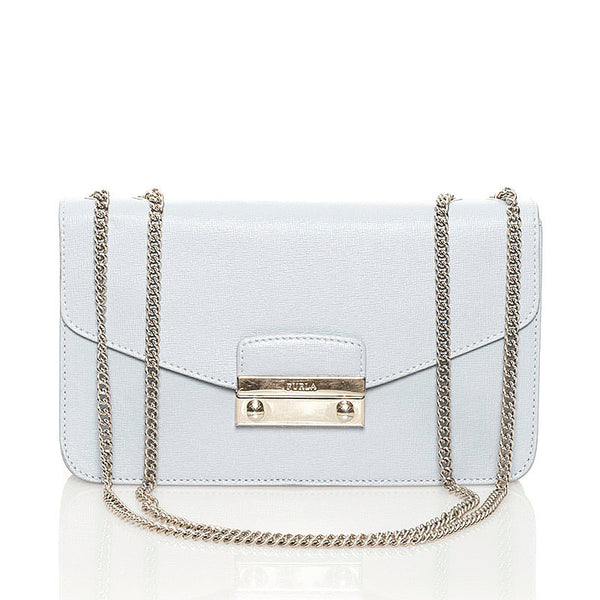 フルラ チェーン ショルダーバッグ ライトブルー レザー レディース Furla 【中古】