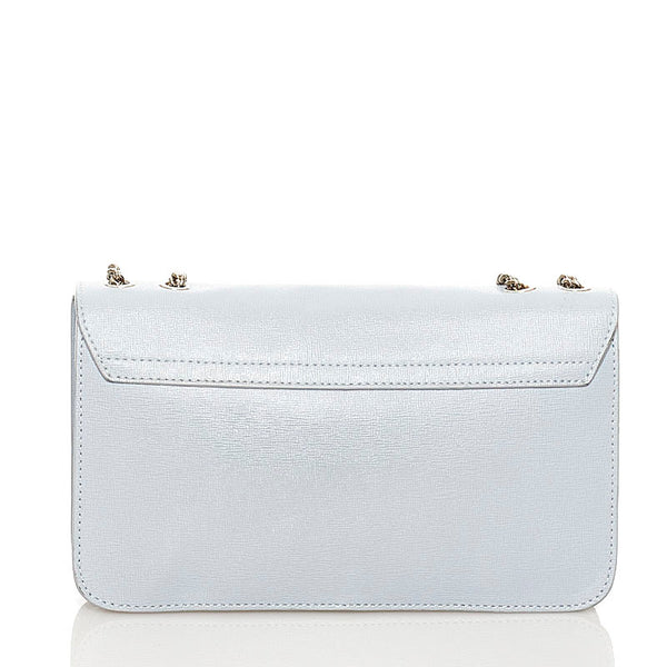 フルラ チェーン ショルダーバッグ ライトブルー レザー レディース Furla 【中古】