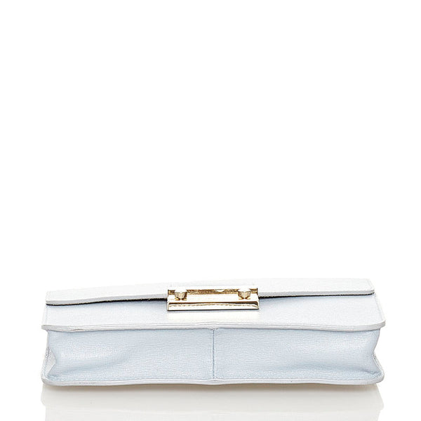 フルラ チェーン ショルダーバッグ ライトブルー レザー レディース Furla 【中古】