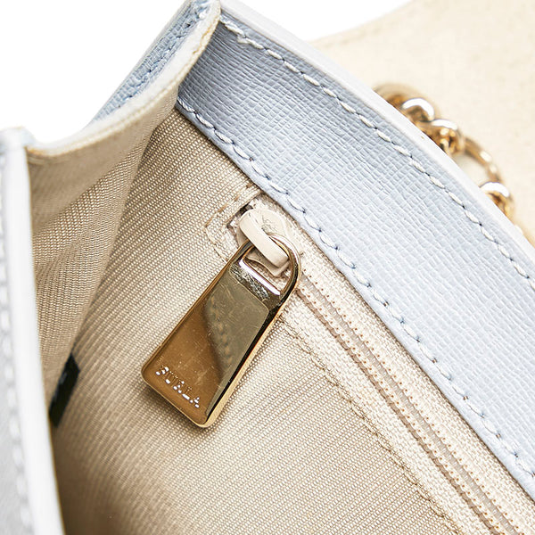 フルラ チェーン ショルダーバッグ ライトブルー レザー レディース Furla 【中古】