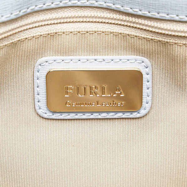 フルラ チェーン ショルダーバッグ ライトブルー レザー レディース Furla 【中古】