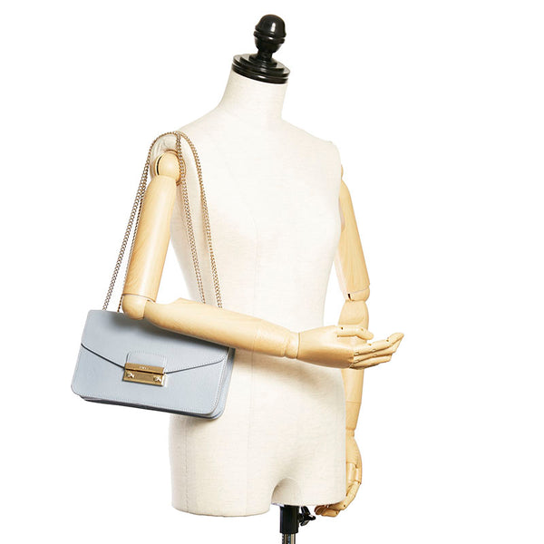フルラ チェーン ショルダーバッグ ライトブルー レザー レディース Furla 【中古】