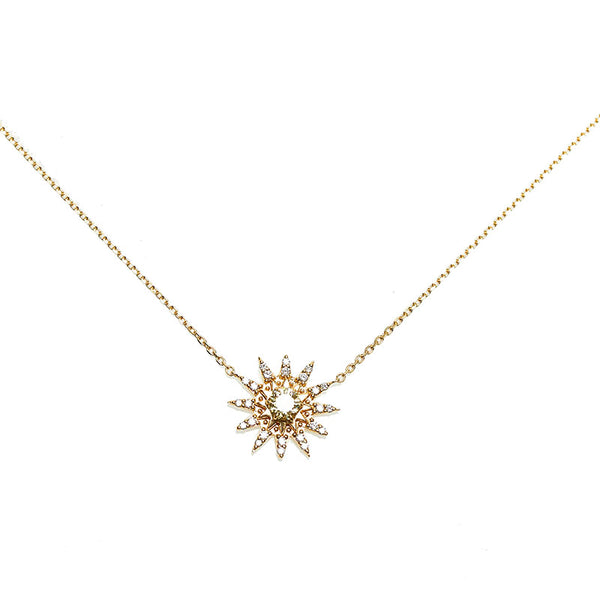 スタージュエリー K18YG イエローゴールド ダイヤ0.16ct ダイヤ0.08ct ネックレス レディース STAR JEWELRY 【中古】