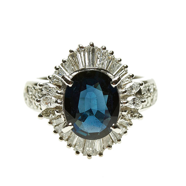 Pt900 プラチナ サファイア2.68ct ダイヤ0.96ct リング 指輪 レディース 10号 【中古】