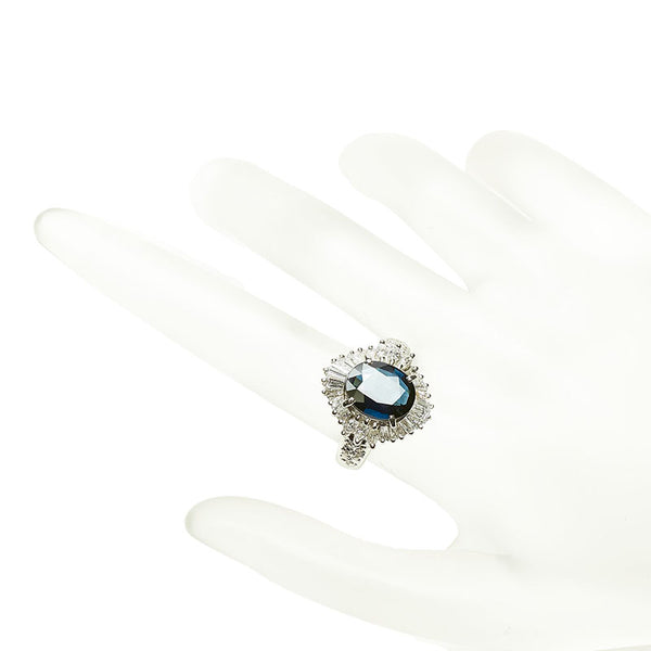 Pt900 プラチナ サファイア2.68ct ダイヤ0.96ct リング 指輪 レディース 10号 【中古】