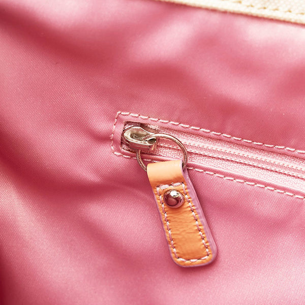 コーチ ポピー ハンドバッグ 14921 ホワイト ベージュ ピンク キャンバス レディース COACH 【中古】