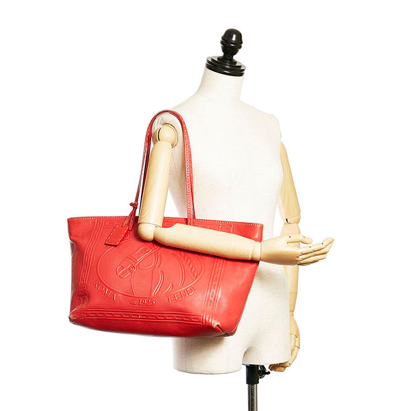 フェンディ セレリア トートバッグ 8BH185 レッド レザー レディース FENDI 【中古】