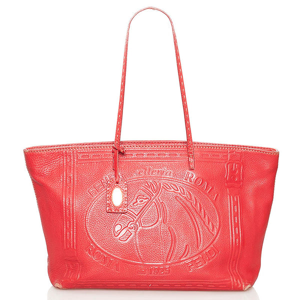 フェンディ セレリア トートバッグ 8BH185 レッド レザー レディース FENDI 【中古】