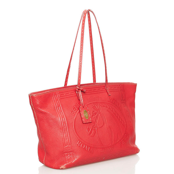 フェンディ セレリア トートバッグ 8BH185 レッド レザー レディース FENDI 【中古】