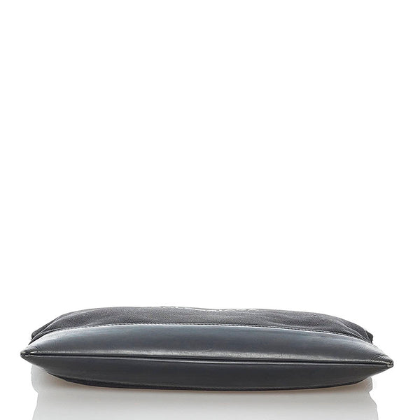 バレンシアガ ネイビークリップM クラッチバッグ 373834 ブラック キャンバス レザー レディース BALENCIAGA 【中古】