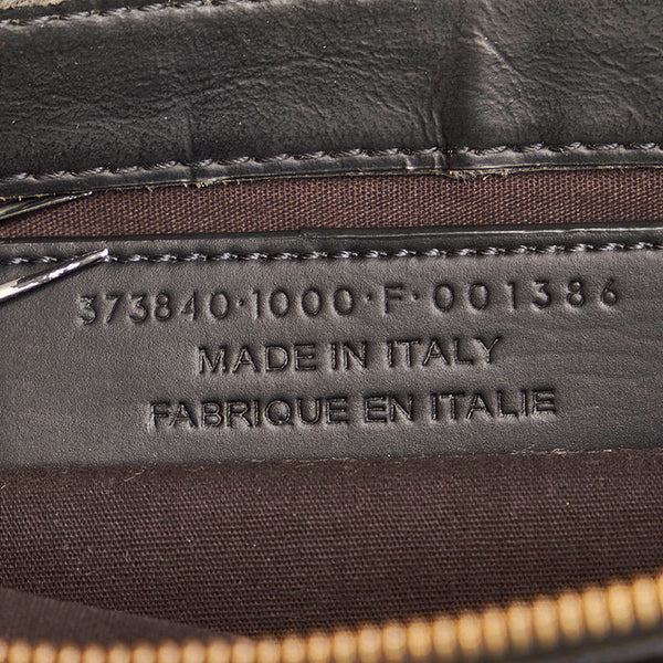 バレンシアガ ネイビークリップM クラッチバッグ 373834 ブラック キャンバス レザー レディース BALENCIAGA 【中古】