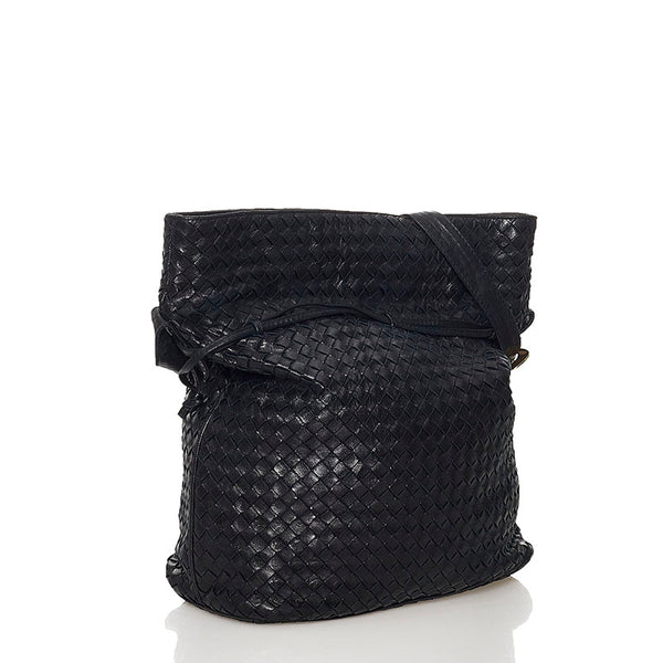 ボッテガヴェネタ イントレチャート ショルダーバッグ ブラック レザー レディース BOTTEGAVENETA 【中古】