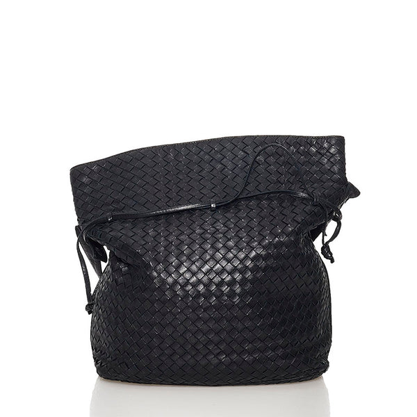 ボッテガヴェネタ イントレチャート ショルダーバッグ ブラック レザー レディース BOTTEGAVENETA 【中古】