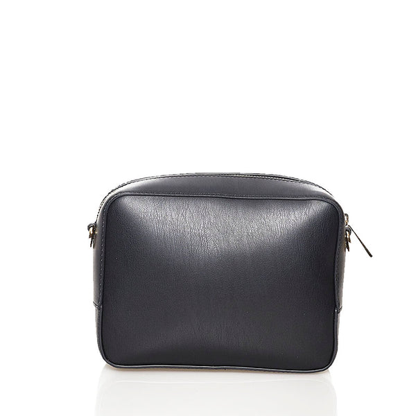 トミーヒルフィガー TOMMYロゴ 斜め掛け ショルダーバッグ AW0AW09047 ブラック レザー キャンバス レディース TOMMY HILFIGER 【中古】