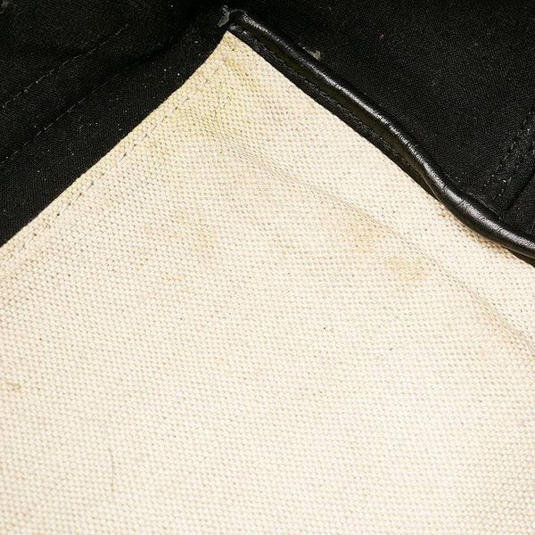 バレンシアガ ネイビーカバS ハンドバッグ 339933 1081 C 535269 アイボリー ブラック キャンバス レザー レディース BALENCIAGA 【中古】