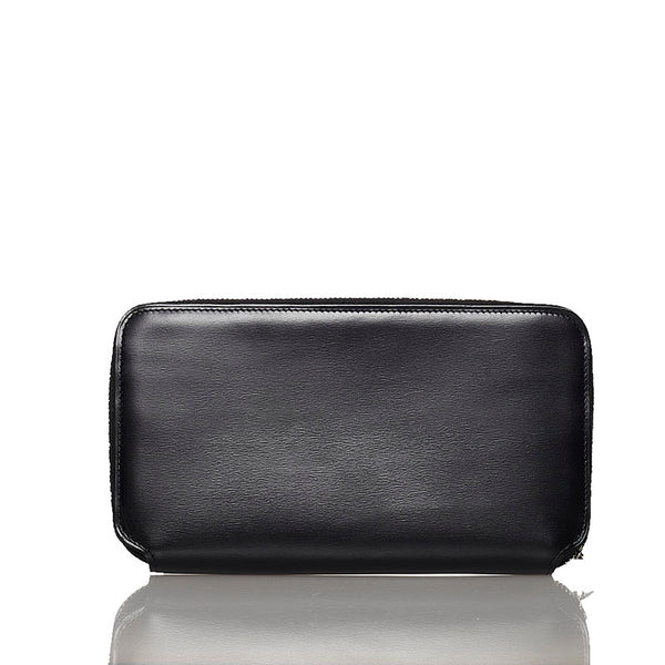 カルティエ パンテール ラウンドファスナー 長財布 ブラック レザー レディース CARTIER 【中古】