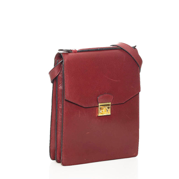 カルティエ マスト 斜め掛け ショルダーバッグ ハンドバッグ 2way ボルドー レザー レディース CARTIER 【中古】