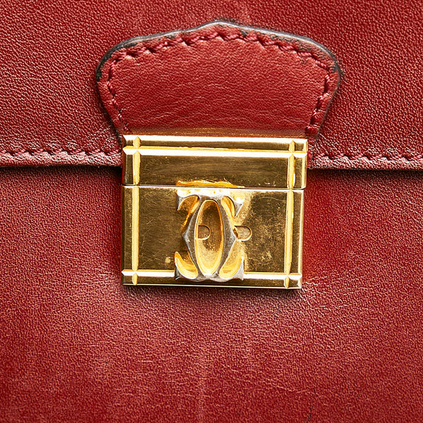 カルティエ マスト 斜め掛け ショルダーバッグ ハンドバッグ 2way ボルドー レザー レディース CARTIER 【中古】