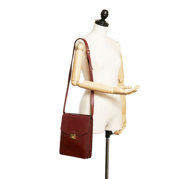カルティエ マスト 斜め掛け ショルダーバッグ ハンドバッグ 2way ボルドー レザー レディース CARTIER 【中古】