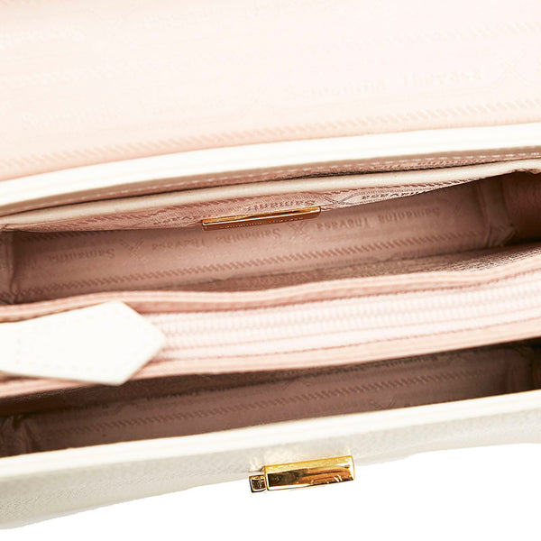 サマンサタバサ フラワー ハンドバッグ ホワイト アイボリー レザー レディース Samantha Thavasa 【中古】