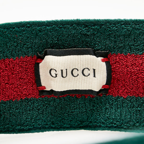 グッチ シェリーライン ウェブストライプ サンバイザー 576251 レッド グリーン プラスチック コットン レディース GUCCI 【中古】
