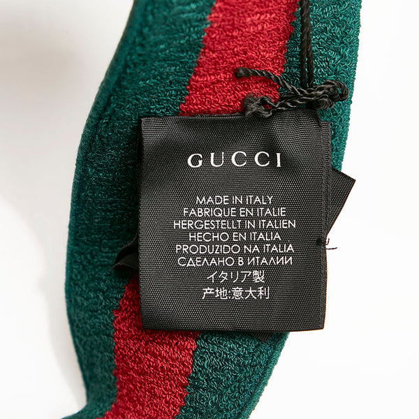 グッチ シェリーライン ウェブストライプ サンバイザー 576251 レッド グリーン プラスチック コットン レディース GUCCI 【中古】